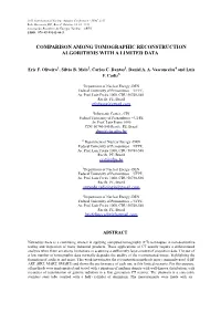 Comparison Among Tomographic Reconstruction Algorithms with a Limited Data