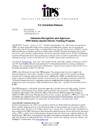 Delaware Recognizes and Approves TIPS Online Alcohol Server Training Program