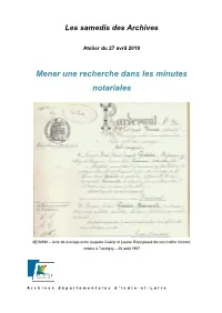 Mener Une Recherche Dans Les Minutes Notariales