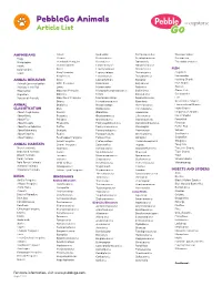 Pebblego Animals Article List