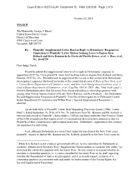 Plaintiffs' Letter Brief in Reply to Defendants' Response in Opposition to Letter Motion Re