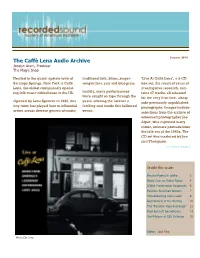 The Caffè Lena Audio Archive Inside This Issue