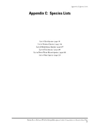 Appendix C: Species Lists