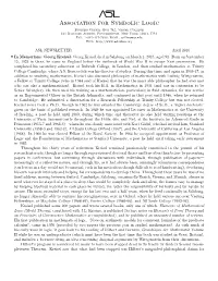 Association for Symbolic Logic