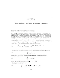 Differentiable Functions of Several Variables