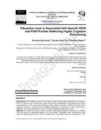 Education Level Is Associated with Specific N200 and P300 Profiles Reflecting Higher Cognitive Functioning
