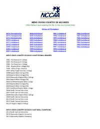 MENS CROSS COUNTRY DII ARCHIVES (Click Refresh Upon Opening This File for the Most Current Data)
