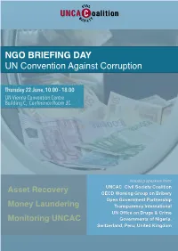NGO BRIEFING DAY UN Convention Against Corruption