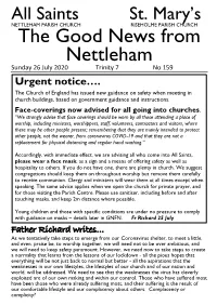 The Good News from Nettleham Sunday 26 July 2020 Trinity 7 No 159 Urgent Notice…