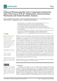 Enhanced Pharmaceutically Active Compounds Productivity from Streptomyces SUK 25: Optimization, Characterization, Mechanism and Techno-Economic Analysis