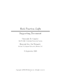 Hash Function Luffa Supporting Document