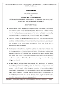 Mining Plan for Mining of River Sand in Kangsabati River at Mouza Kenduapal -Jlno.106, Plot No 150(P) 151(P) &153(P) of Sri