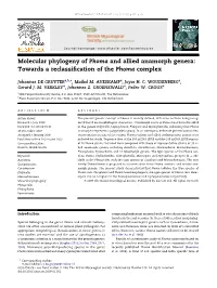Molecular Phylogeny of Phoma and Allied Anamorph Genera: Towards a Reclassiﬁcation of the Phoma Complex