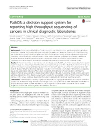 Pathos: a Decision Support System for Reporting High Throughput Sequencing of Cancers in Clinical Diagnostic Laboratories Kenneth D