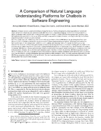 A Comparison of Natural Language Understanding Platforms for Chatbots in Software Engineering