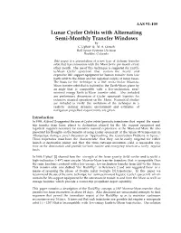 Lunar Cycler Orbits with Alternating Semi-Monthly Transfer Windows by C
