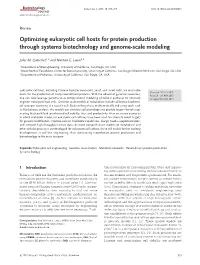 Optimizing Eukaryotic Cell Hosts for Protein Production Through Systems Biotechnology and Genomescale Modeling