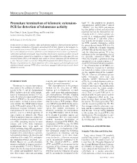 Premature Termination of Telomeric Extension- PCR for Detection Of
