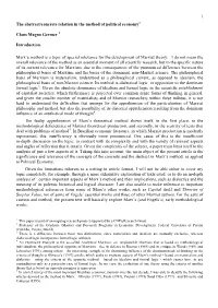The Abstract/Concrete Relation in the Method of Political Economy1