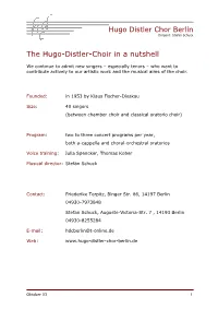 The Hugo-Distler-Choir in a Nutshell