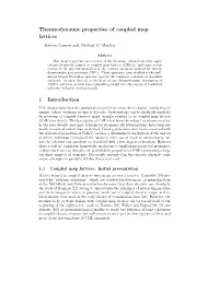 Thermodynamic Properties of Coupled Map Lattices 1 Introduction
