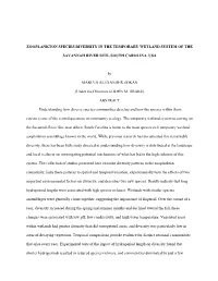 Zooplankton Species Diversity in the Temporary Wetland System of The