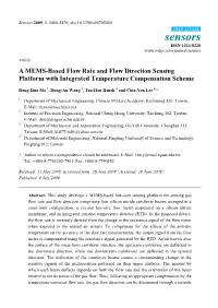 A MEMS-Based Flow Rate and Flow Direction Sensing Platform with Integrated Temperature Compensation Scheme