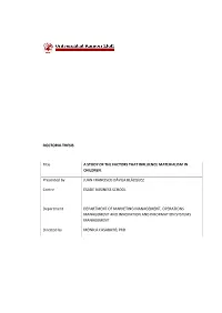 DOCTORAL THESIS Title a STUDY of the FACTORS THAT