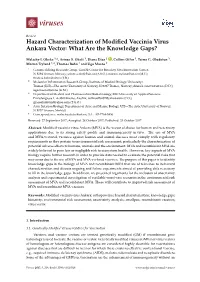 Hazard Characterization of Modified Vaccinia Virus Ankara Vector