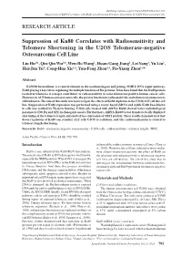 Suppression of Ku80 Correlates with Radiosensitivity and Telomere Shortening in the U2OS Telomerase-Negative Osteosarcoma Cell Line
