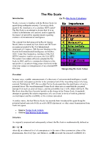 The Rio Scale Introduction Go to Rio Scale Calculator