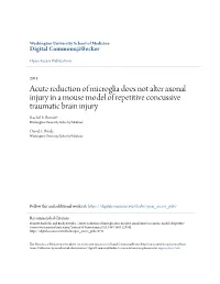 Acute Reduction of Microglia Does Not Alter Axonal Injury in a Mouse Model of Repetitive Concussive Traumatic Brain Injury Rachel E