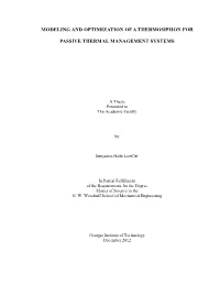 Modeling and Optimization of a Thermosiphon for Passive Thermal Management Systems