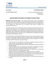 Superintendent Statement on Planned Teacher Actions