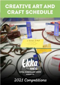 2021 Creative Art and Craft Schedule