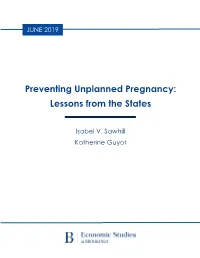 Preventing Unplanned Pregnancy: Lessons from the States