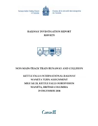 Railway Investigation Report R08v0270 Non-Main-Track