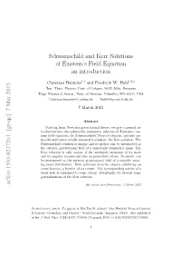 Schwarzschild and Kerr Solutions of Einstein's Field Equation