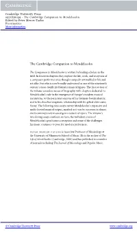 The Cambridge Companion to Mendelssohn Edited by Peter Mercer-Taylor Frontmatter More Information