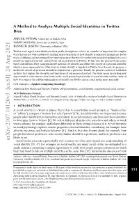 A Method to Analyze Multiple Social Identities in Twitter Bios