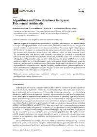 Algorithms and Data Structures for Sparse Polynomial Arithmetic