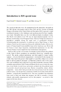 Introduction to BJS Special Issue