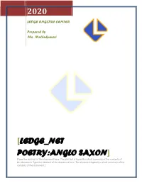 LEDGE NET POETRY:ANGLO SAXON] [Type the Abstract of the Document Here