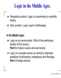 Logic in the Middle Ages
