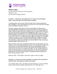 Additional Q&A