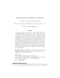Fault Injection for Software Certification