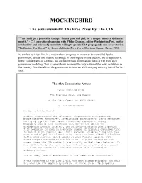 MOCKINGBIRD the Subversion of the Free Press by the CIA