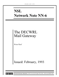 NSL Network Note NN-6 the DECWRL Mail Gateway
