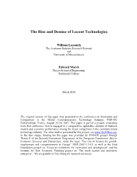 The Rise and Fall of Lucent Technologies