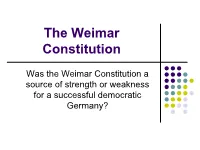 The Weimar Constitution